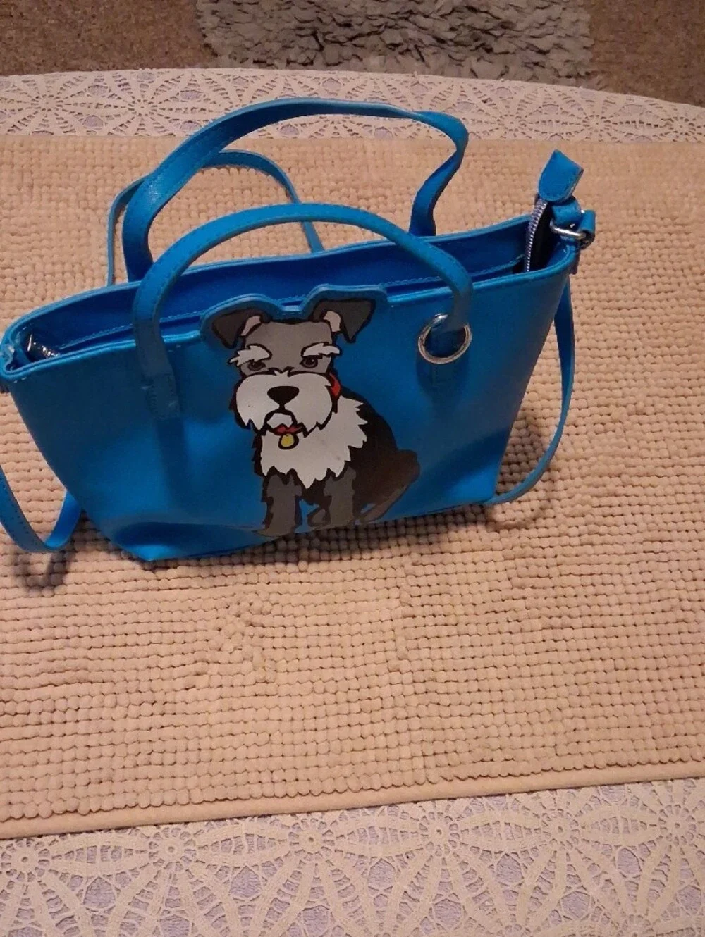 Bright Blue Kids Tote with Playful Dog Illustration